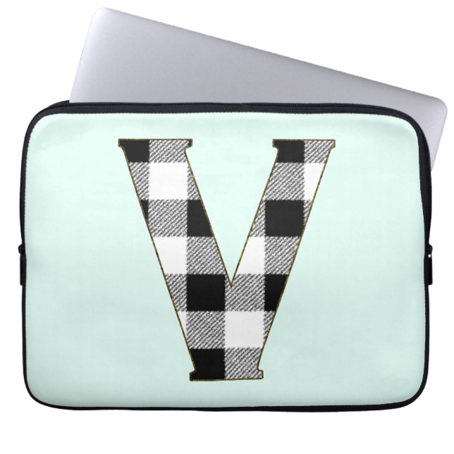 Gingham Check V Laptop Sleeve (Voorkant)