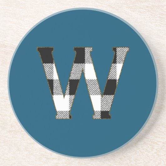 Gingham Check W Zandsteen Onderzetter (Voorkant)