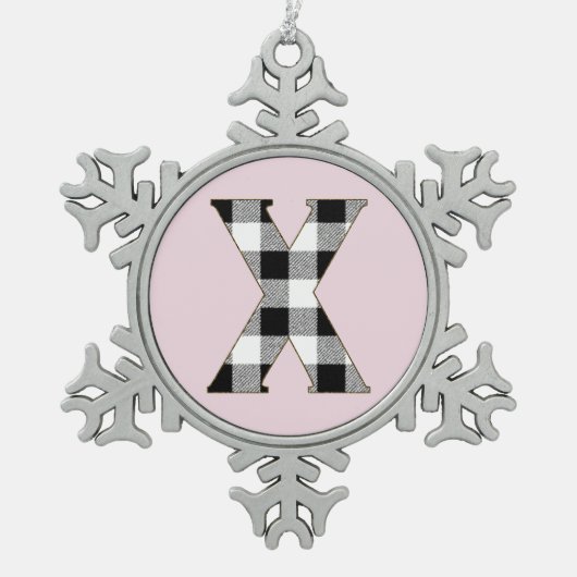 Gingham Check X Tin Sneeuwvlok Ornament (Voorkant)