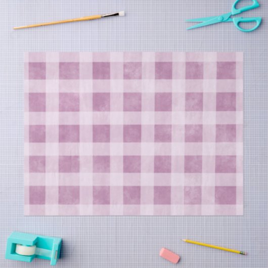 Gingham Checks Dusty Pink White Pattern Decoupage Tissuepapier (Craft)