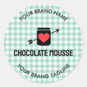 Gingham Checks Green Pattern Jar Label Business (Voorkant)