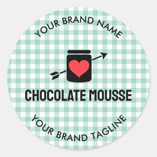 Gingham Checks Green Pattern Jar Label Business (Voorkant)