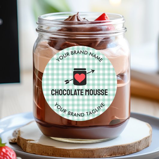 Gingham Checks Green Pattern Jar Label Business