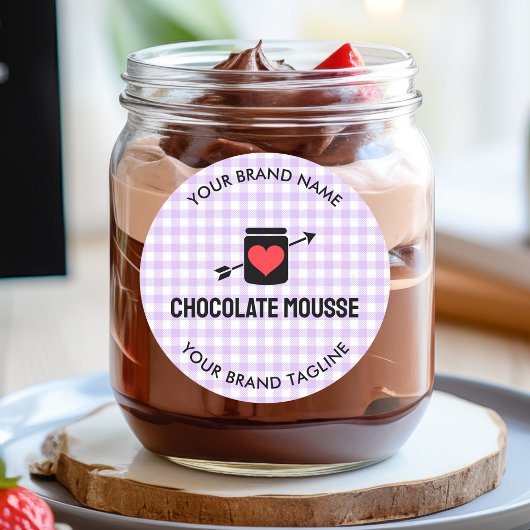 Gingham Checks Purple Pattern Jar Label Business