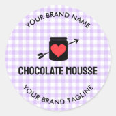 Gingham Checks Purple Pattern Jar Label Business (Voorkant)