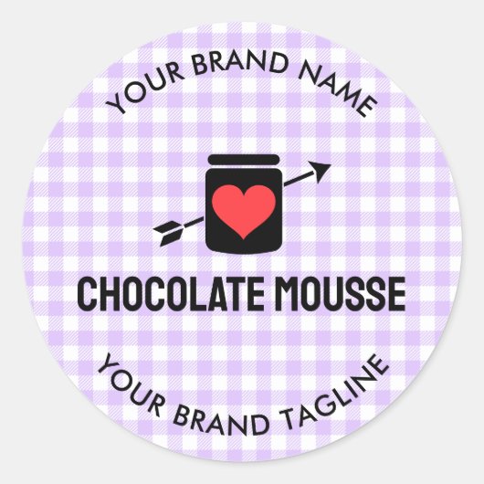 Gingham Checks Purple Pattern Jar Label Business (Voorkant)