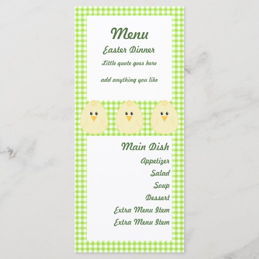 Gingham Chicken Menu Card (Voorkant)
