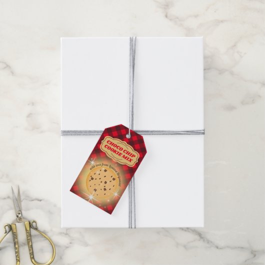 Gingham chocolade chip cookie mix in een potje cadeaulabel (Met Touw)