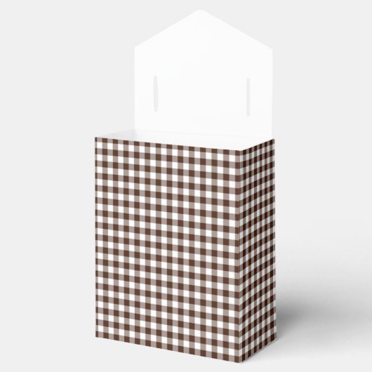 Gingham-Chocolate Brown-Favor Box, Tent Bedankdoosjes (Geopend)