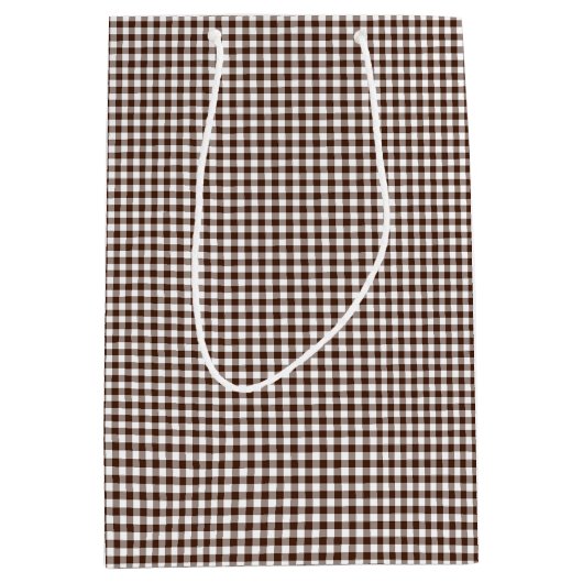 Gingham-Chocolate Brown-Gift Bag M Medium Cadeauzakje (Voorkant)