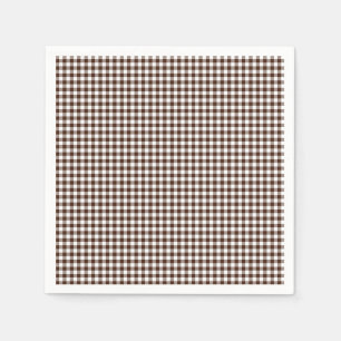 Gingham-Chocolate Brown-Paper Napkins Servetten