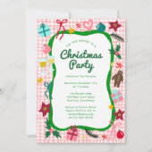Gingham Christmas Quirky Whimsical CUSTOM Party Kaart (Voorkant)