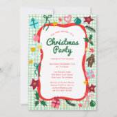 Gingham Christmas Quirky Whimsical CUSTOM Party Kaart (Voorkant)