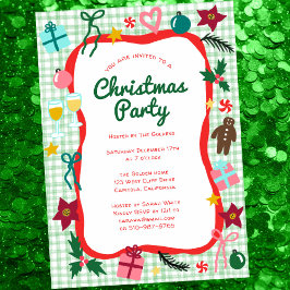 Gingham Christmas Quirky Whimsical CUSTOM Party Kaart