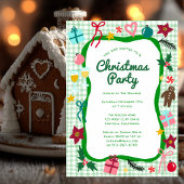 Gingham Christmas Quirky Whimsical CUSTOM Party Kaart
