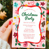 Gingham Christmas Quirky Whimsical CUSTOM Party Kaart
