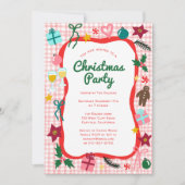Gingham Christmas Quirky Whimsical CUSTOM Party Kaart (Voorkant)