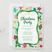 Gingham Christmas Quirky Whimsical CUSTOM Party Kaart (Voorkant)