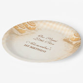 Gingham Cinnamon Roll Little Bun 1st Birthday Papieren Bordje (Gekanteld)