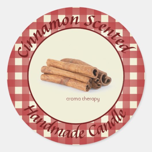 Gingham Cinnamon Scenton Handmade Candle Label (Voorkant)