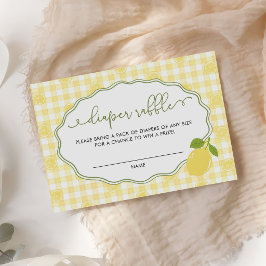 Gingham citroen citrus thema luier raffle informatiekaartje