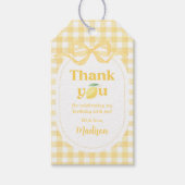 Gingham Citroen Themadag 1e Verjaardag Cadeaulabel (Voorkant)