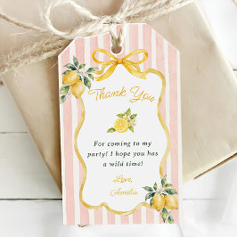 Gingham Citroen Thematische 1e Verjaardag Cadeaulabel