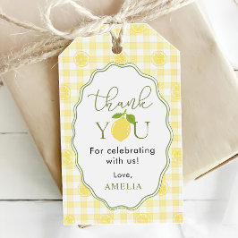 Gingham Citroen Vruchten Thema Baby Shower Cadeaulabel