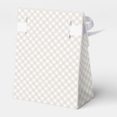 Gingham classic eenvoudig neutraal beige baby show bedankdoosjes (Achterkant)