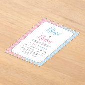 Gingham Classic Nino van Nina Spaanse geslachtsont Acryl Uitnodigingen (Laagn)