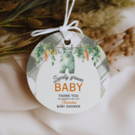 Gingham Clothesline Lokaal geteeld Baby shower Bedankjes Labels