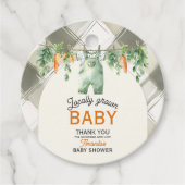 Gingham Clothesline Lokaal geteeld Baby shower Bedankjes Labels (Voorkant)