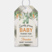 Gingham Clothesline Lokaal geteeld Baby shower Cadeaulabel (Voorkant)