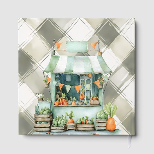 Gingham Clothesline Lokaal geteeld Baby shower Gastenboek (Achterkant)