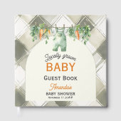 Gingham Clothesline Lokaal geteeld Baby shower Gastenboek (Voorkant)