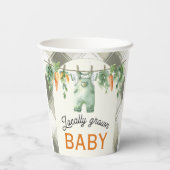 Gingham Clothesline Lokaal geteeld Baby shower Papieren Bekers (Achterkant)