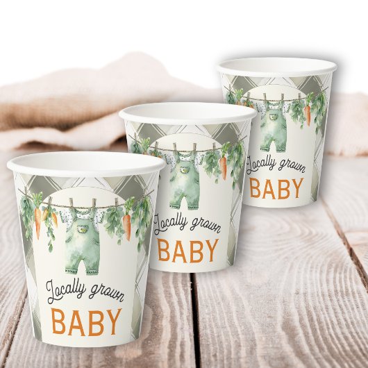 Gingham Clothesline Lokaal geteeld Baby shower Papieren Bekers