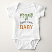 Gingham Clothesline Lokaal geteeld Baby shower Romper (Voorkant)