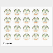 Gingham Clothesline Lokaal geteeld Baby shower Ronde Sticker (Vel)