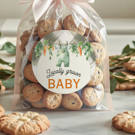 Gingham Clothesline Lokaal geteeld Baby shower Ronde Sticker