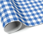 Gingham Cobalt Blue Wrapping Paper Cadeaupapier (Rol Hoek)