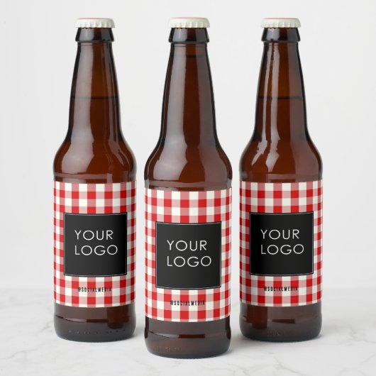 Gingham Company Business Logo Social Media Bier Etiket (Flessen)
