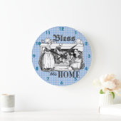 gingham controleer blauwe en witte vlek Deze klok  (Huis)