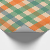 Gingham Controleer Multicolor Patroon Sinaasappel Cadeaupapier (Hoek)