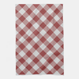 gingham - controleerpatroon rood en wit theedoek