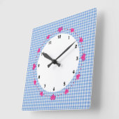 gingham controleert blauw en wit met klok (Hoek)