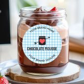 Gingham controleert Blue Pattern Jar Label voor Be