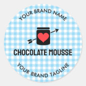 Gingham controleert Blue Pattern Jar Label voor Be (Voorkant)