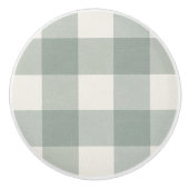 Gingham controleert plaid licht salie groen keramische knop (Voorkant)