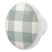 Gingham controleert plaid licht salie groen keramische knop (Rechts)
